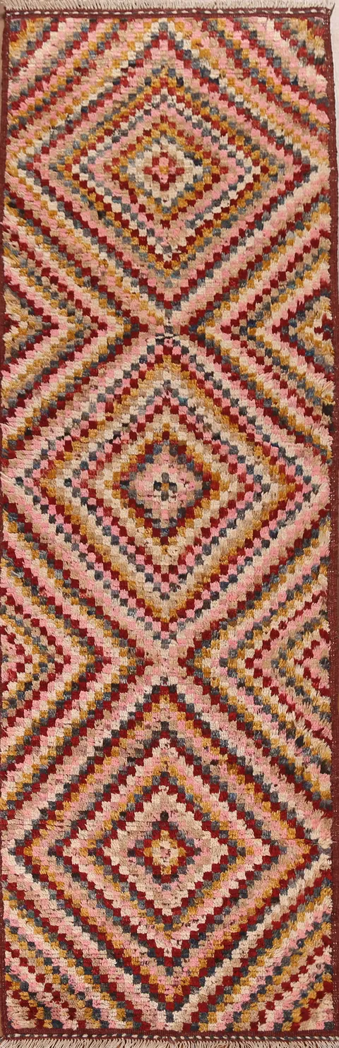 Geometric Moroccan Wool Runner Rug 3x10