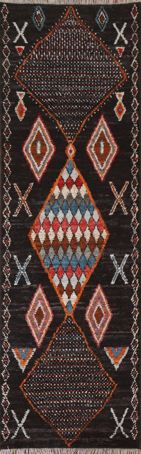 Tribal Moroccan Runner Rug 3x9