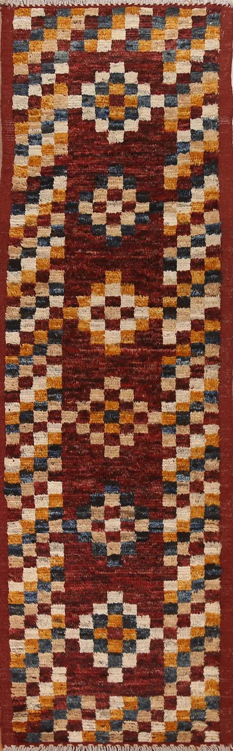 Checkered Moroccan Runner Rug 3x10