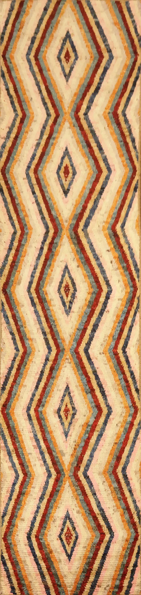 Hand-Knotted Wool Moroccan Runner Rug 3x13