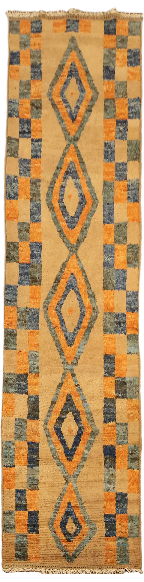 Checkered Moroccan Runner Rug 3x13