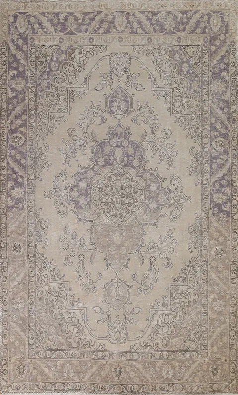 Distressed Wool Tabriz Persian Area Rug 7x10