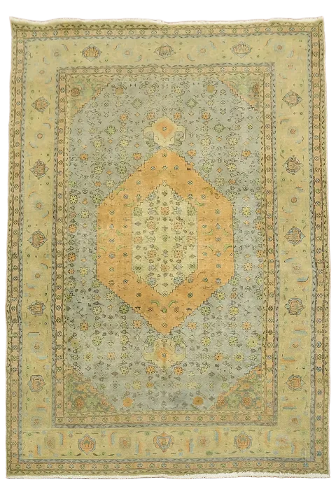 Distressed Over-Dyed Tabriz Persian Area Rug 6x9