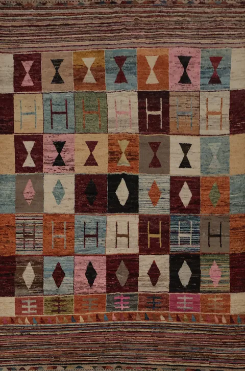 Multi-Colored Wool Moroccan Large Rug 10x14