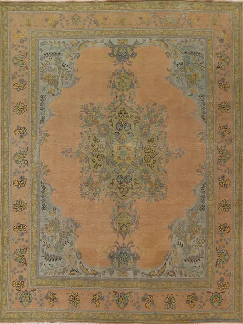 Distressed Over-Dyed Tabriz Persian Area Rug 8x11