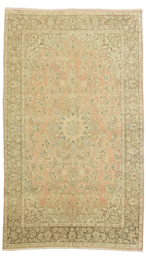 Vintage Traditional Muted Pink Peach Persian Area Rug 7'x12'