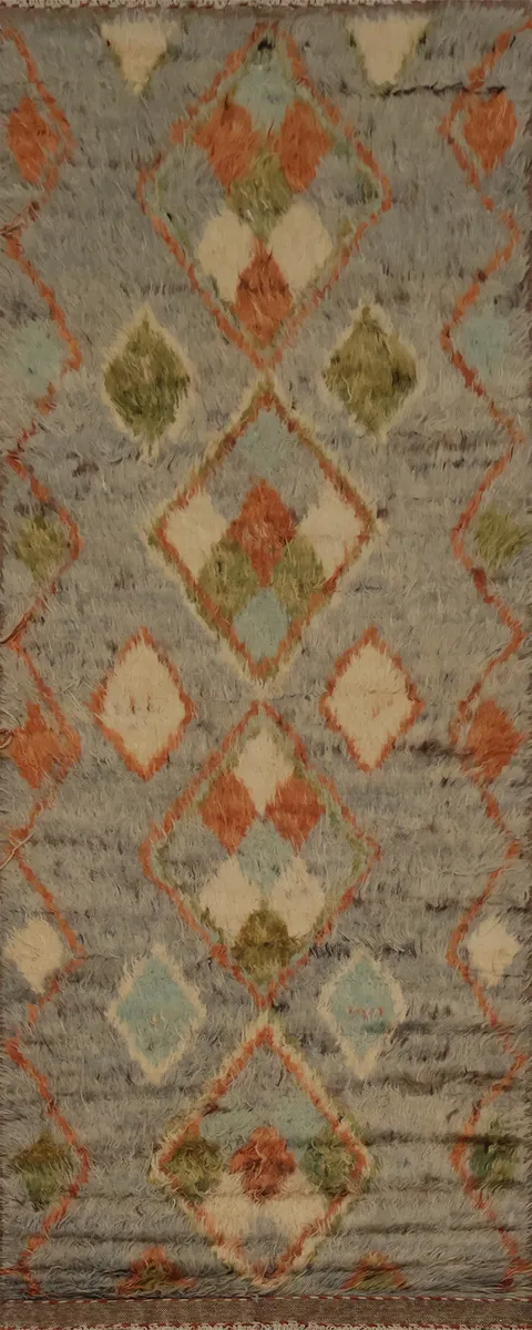 Eclectic Design Textured Berber Moroccan Runner Rug 3x10