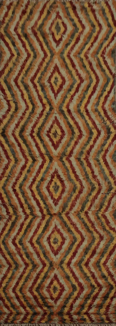 Zigzag Pattern Moroccan Berber Runner Rug 3x13 for Dynamic Room Decor