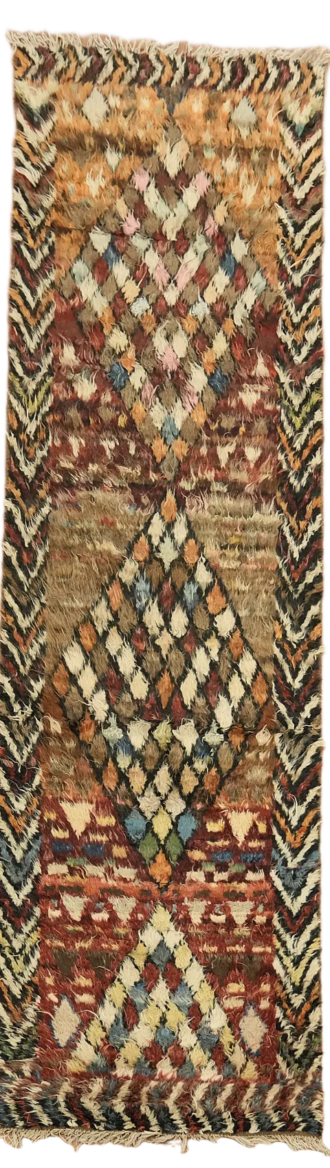Multicolor Tribal Moroccan Wool Runner 3'x10'