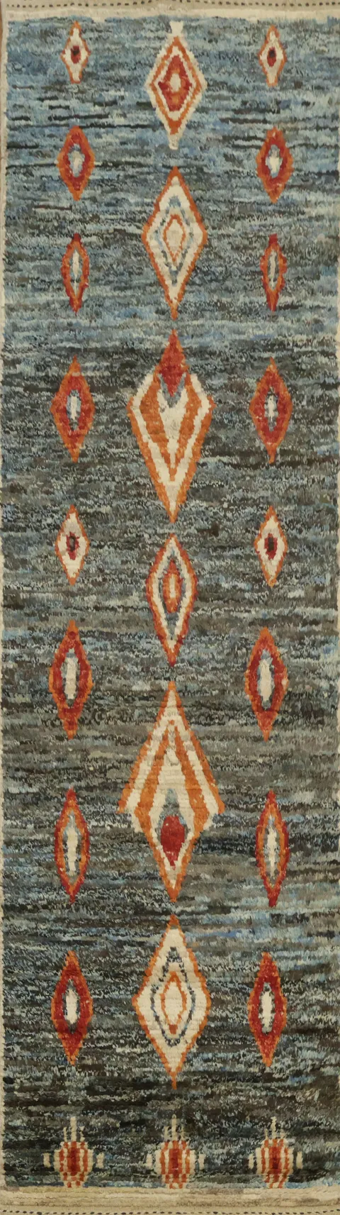 Wool Moroccan Oriental Runner Rug 3x10