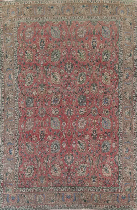 All-Over Floral Tabriz Persian Area Rug 9x13