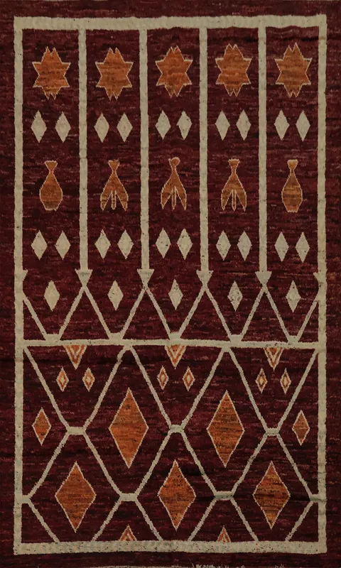 Artisanal Moroccan Area Rug 7x10 with Tribal Patterns and Shades