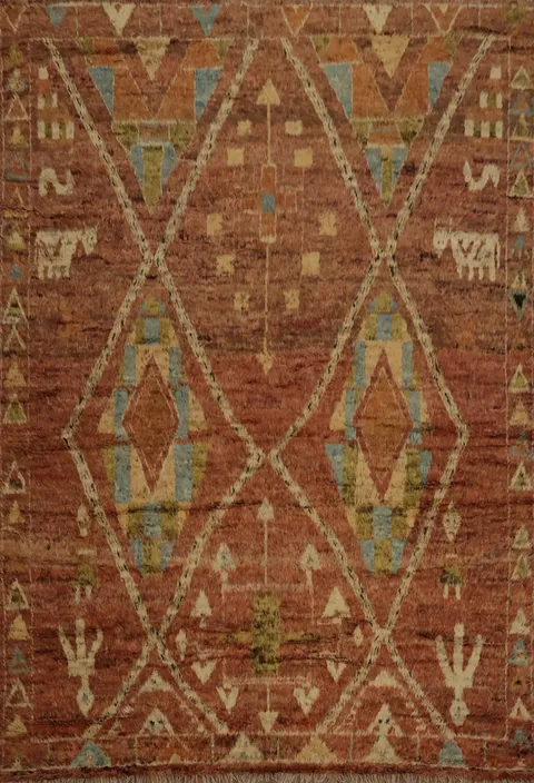 Warm-Toned Berber Moroccan Large Rug 13x16 with Tribal Geometric Motifs