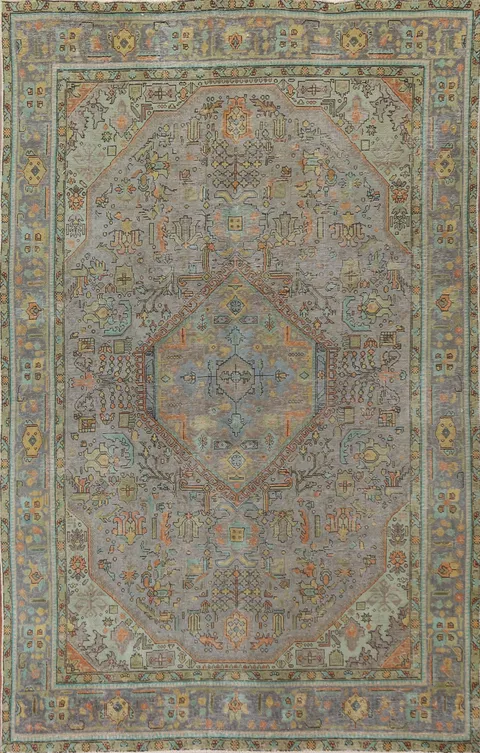 Distressed Over-Dyed Tabriz Persian Area Rug 6x10