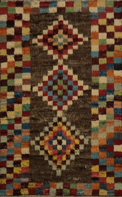 Colorful Checkered Moroccan Berber Area Rug 7x9 for Bold Decors