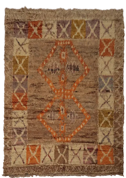 Desert Sunset Inspired Symmetrical Berber Moroccan Area Rug 7x10