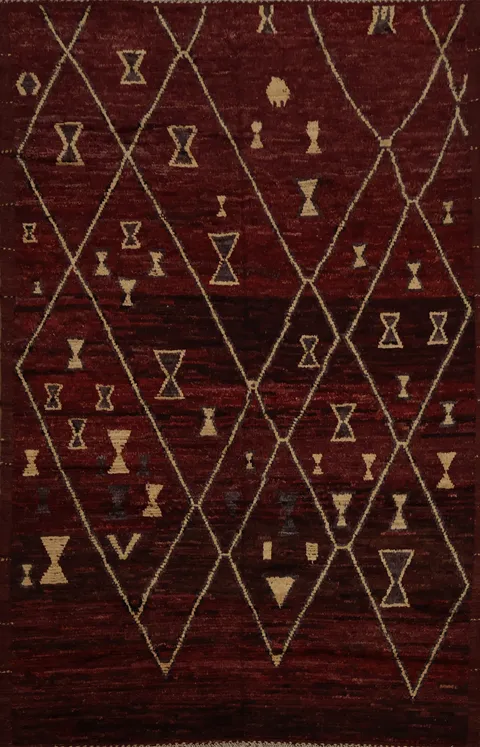 Burgundy Red Moroccan Area Rug 7x10