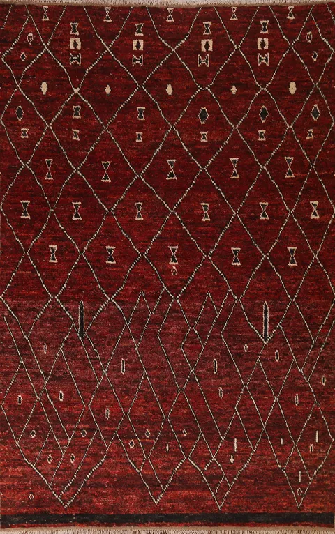Red Burgundy Moroccan Area Rug 7x9