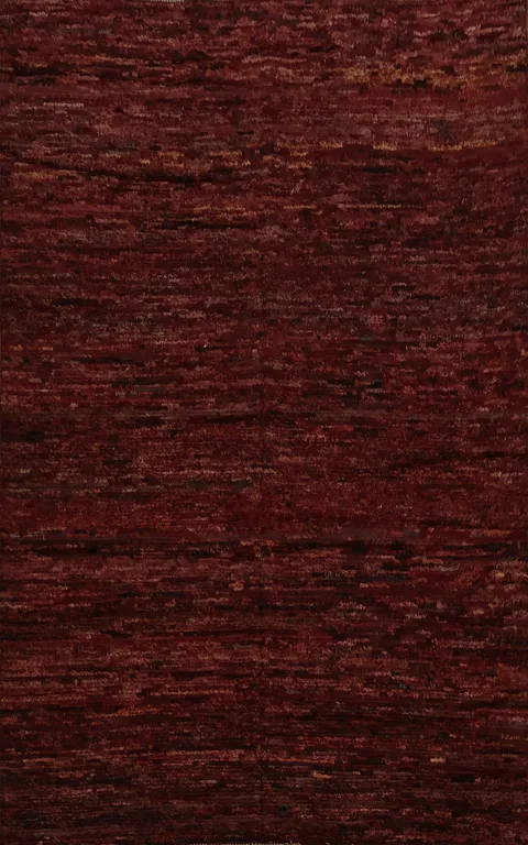 Luxurious Deep Red Wool Moroccan Area Rug 7x10 with Rich Texture