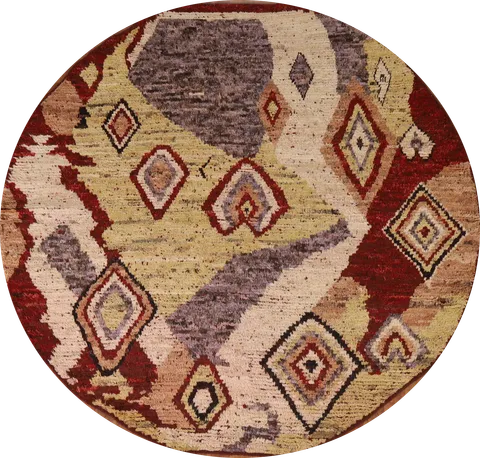 Geometric Moroccan Round Area Rug 7x7