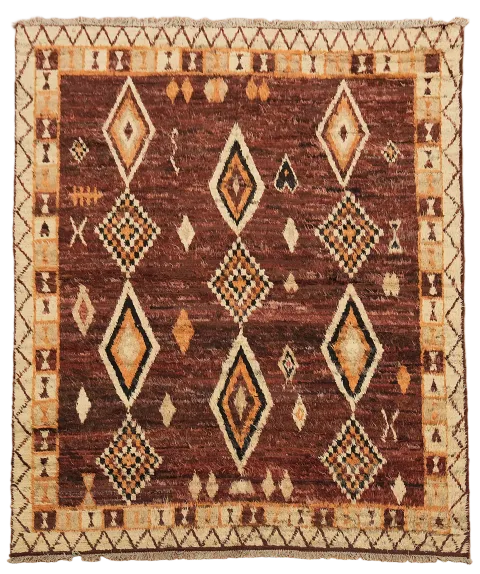 Elegant Diamond Pattern Moroccan Rug in Earthy Tones 8x10 ft