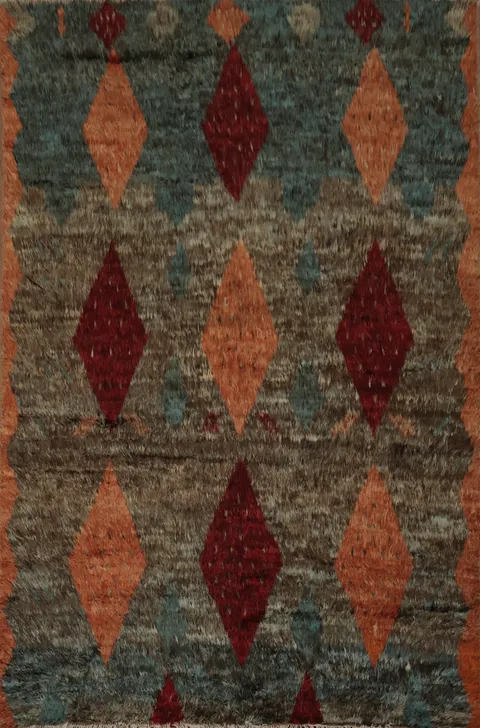 Artisanal Craftsmanship Moroccan Wool Area Rug 8x10 with Warm Colors