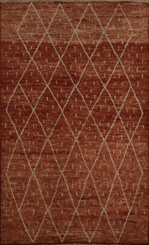 Warm Toned Moroccan Area Rug 7x10 with Subtle Geometric Patterns