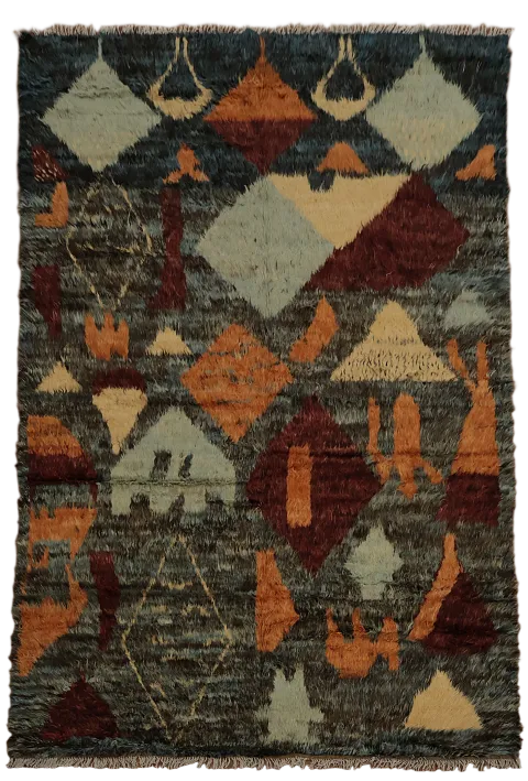Abstract Berber Moroccan Area Rug 7x10 for Modern Home Decor