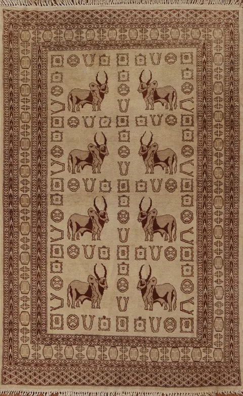 Animal Pictorial Bokhara Oriental Area Rug 4x6
