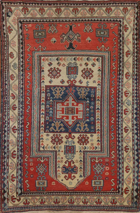 Pre-1900 Antique Vegetable Dye Shirvan-Kazak Area Rug 3x5