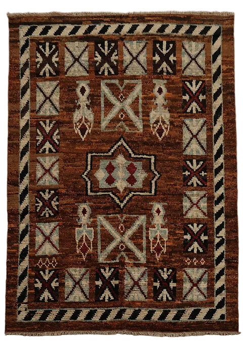 Handmade Beauty Moroccan Area Rug 7x10 with Bold Patterns