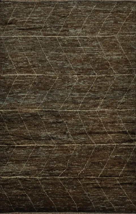 Deep-Tone Chevron Moroccan Area Rug 7x10 for Modern Interiors