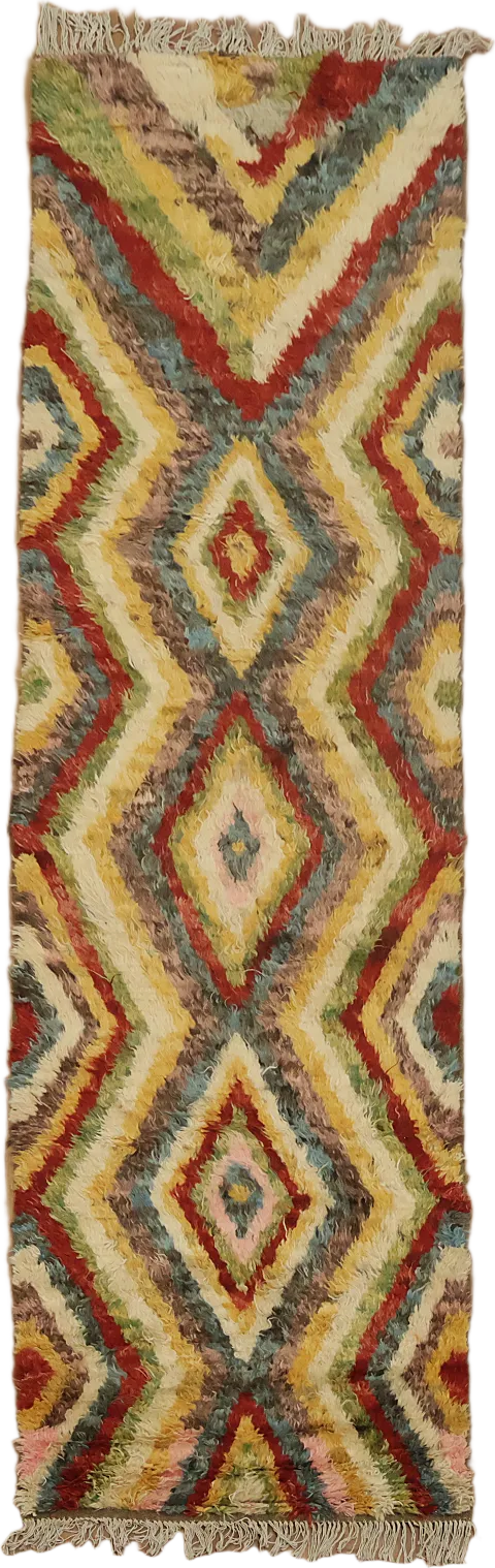 Multi-Color Berber Moroccan Runner Rug 3x10