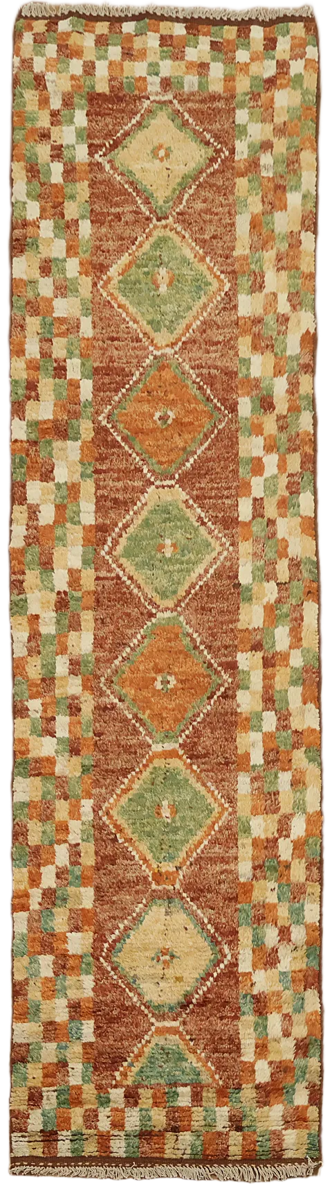 Checkered Moroccan Runner Rug 3x10