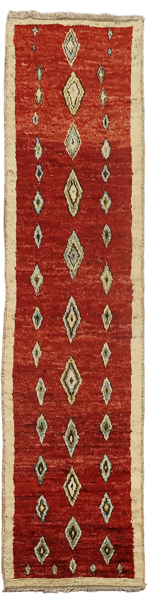 Geometric Red Moroccan Runner Rug 3x13