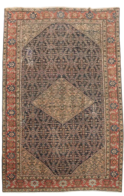 Pre-1900 Antique Vegetable Dye Mahal Persian Rug 11x17