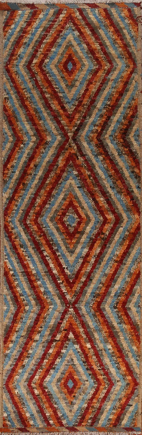 Multi-Colored Moroccan Runner Rug 3x10