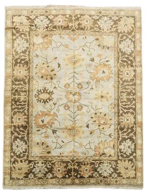 Hand-Knotted Oushak Oriental Area Rug 9x12