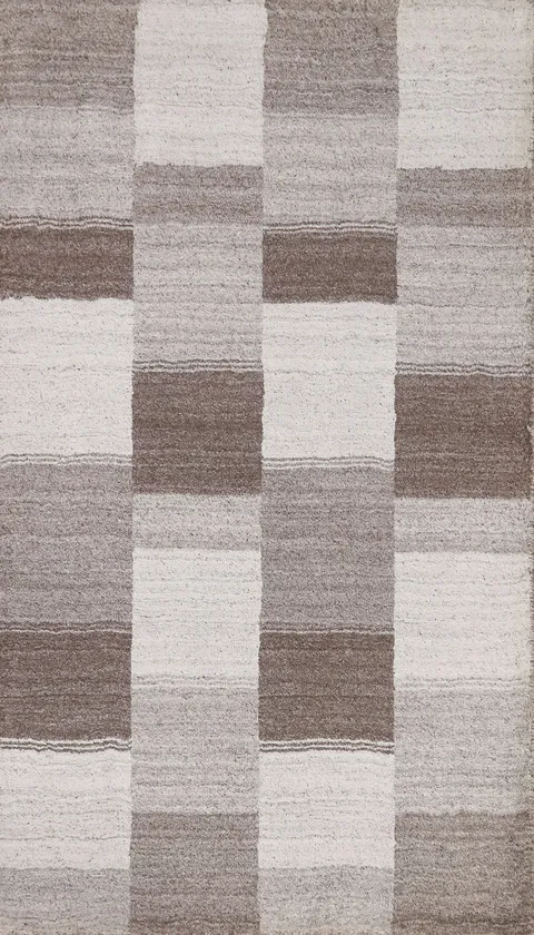 Ivory/ Brown Gabbeh Checkered Area Rug 3x5