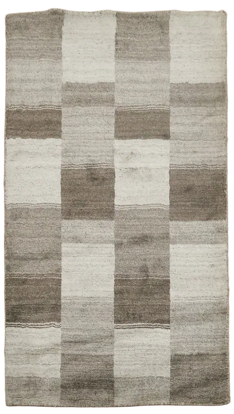 Ivory/ Brown Gabbeh Checkered Area Rug 3x5