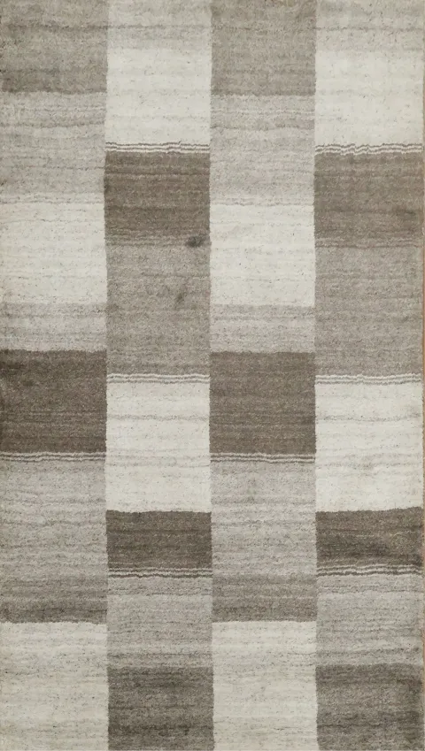 Checkered Gabbeh Wool Area Rug 3x5