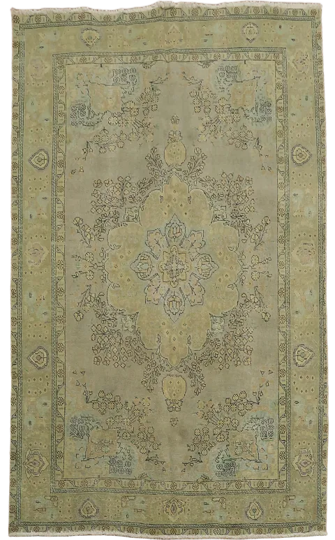 Distressed Over-Dyed Tabriz Persian Area Rug 7x10