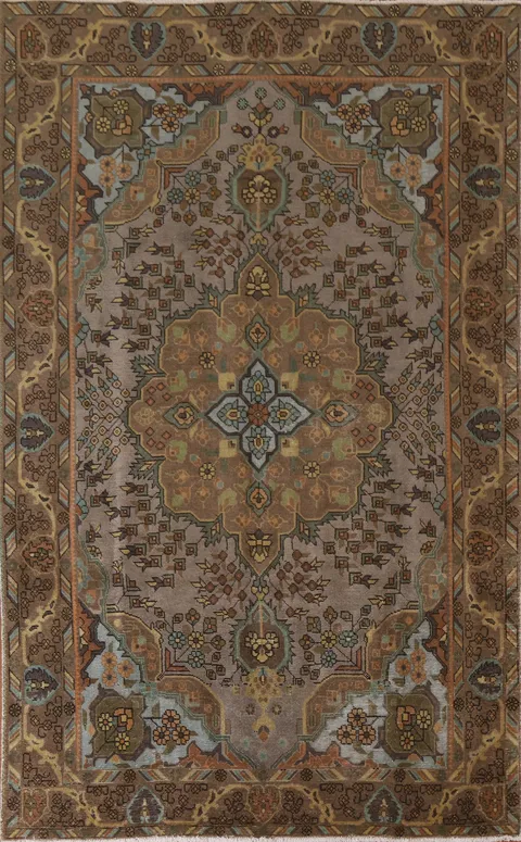 Distressed Over-Dyed Tabriz Persian Area Rug 6x10
