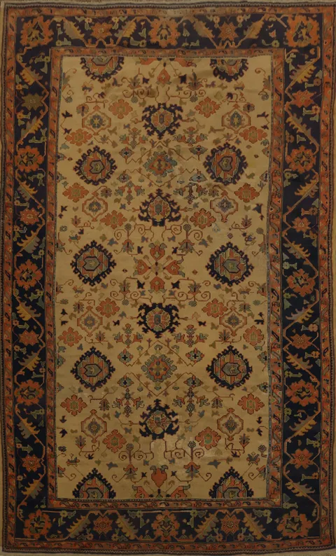 Pre-1900 Antique Vegetable Dye Oushak Large Rug 10x14