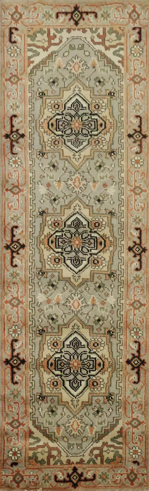 Geometric Heriz Serapi Wool Runner Rug 3x8