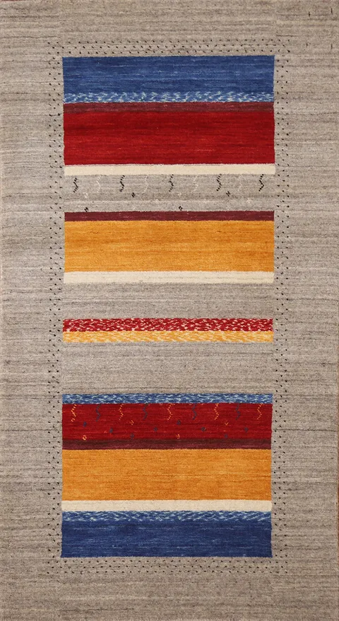 Striped Gabbeh Handmade Rug 3x5