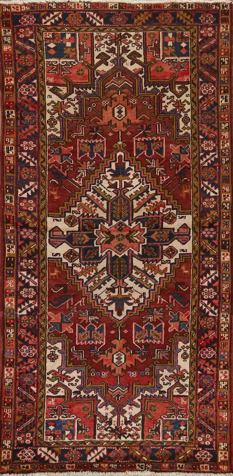 Geometric Heriz Persian Area Rug 4x7