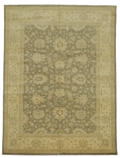 Elegant Traditional Patterned Army Green Rug for Luxurious Living Spaces 9'x12'