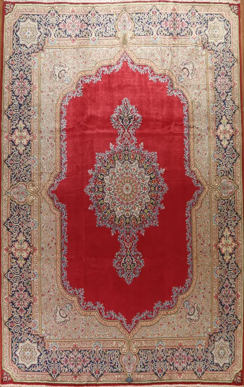Red Geometric Kerman Persian Area Rug 10x13