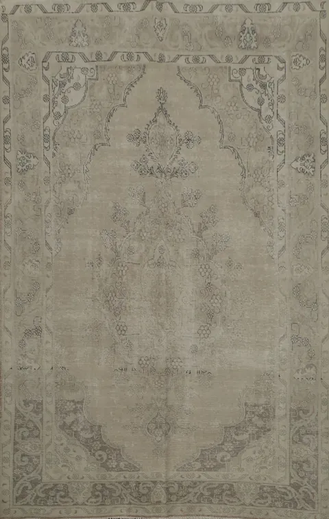 Distressed Muted Tabriz Persian Area Rug 7x10